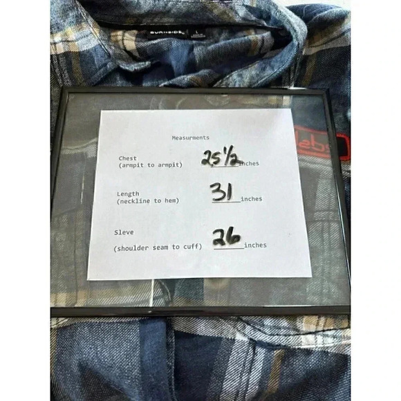 Burnside Shirt Men's Large Blue Plaid Flannel Button Front Patch dirtlabs Adult - Picture 10 of 16